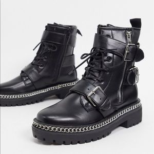 Size 7 chunky buckle detail boots ASOS